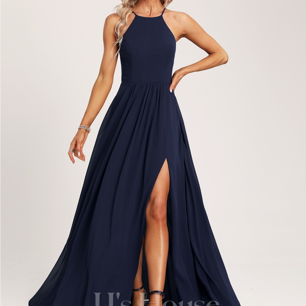 Elegant Navy Blue A-Line Dress